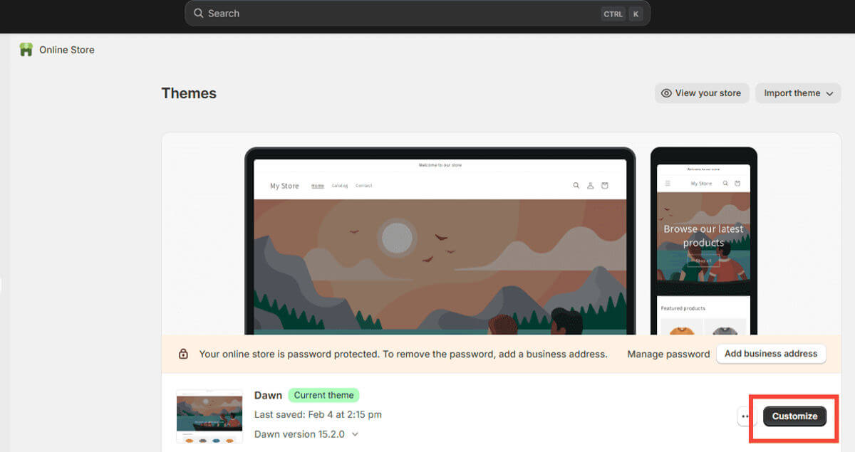 Customize current theme